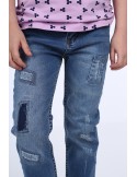 Pantaloni fete din denim cu plasture NDZ207 - Magazin online - Boutique